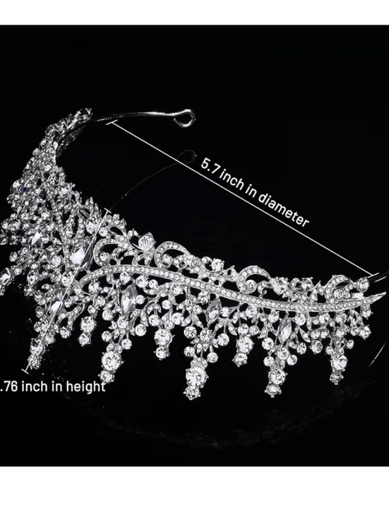 Silver Crystal Tiara Crown - Bridal Headpiece main image 4
